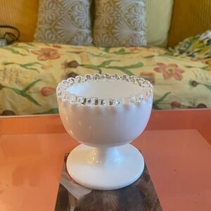 Elegant White Glass Pedestal Bowl